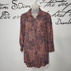 Banana Republic Factory Geometric Design Button Front Shirt Dress Pockets
